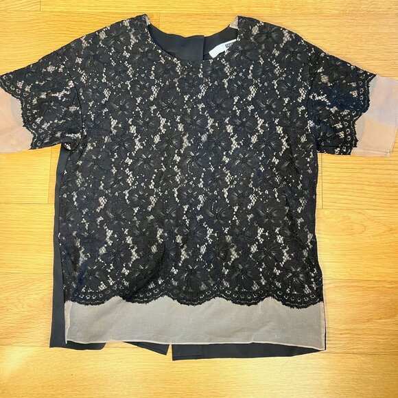 TRACY REESE Black Lace over Silk Organza Top Size XS - Picture 3 of 8